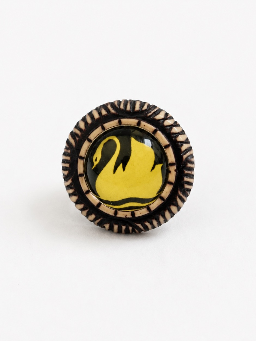 Hot Cakes Yellow and Black Swan Ring